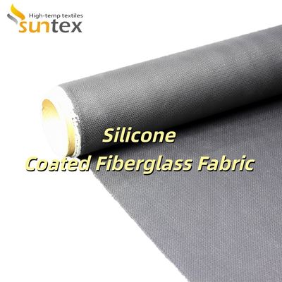 Grey Alkali Free Silicone Coated Fiberglass Fabric with 400 g/sqm Weight and 0.3 mm Thickness for Thermal Insulation