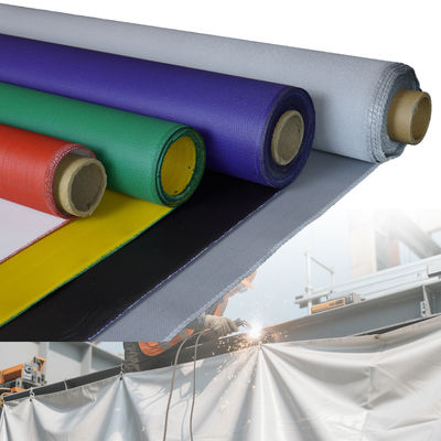Twill Weave Blue Black Customizable Widths PU Coated Fiberglass Fabric Fireproof Fiberglass Cloth