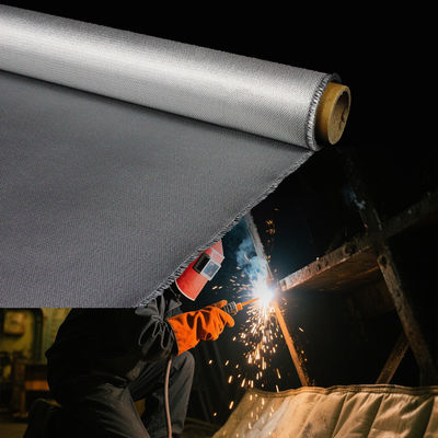 Twill Weave Blue Black Customizable Widths PU Coated Fiberglass Fabric Fireproof Fiberglass Cloth