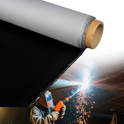 Twill Weave Blue Black Customizable Widths PU Coated Fiberglass Fabric Fireproof Fiberglass Cloth