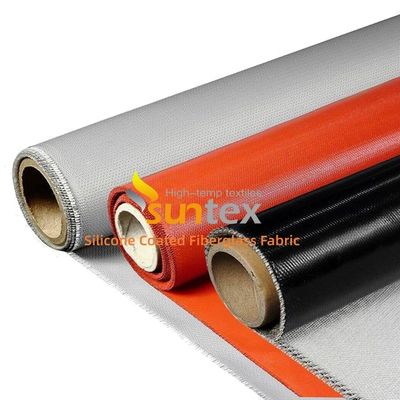 High Temperature Silicone Coated Fiberglass Fabric with 400 g/sqm Weight and 0.3 mm Thickness in 1 / 1.2 / 1.5 Meter Width