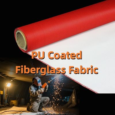 Waterproof PU Coated Fiberglass Fabric with 460 g/sqm Weight 0.41 mm Thickness and 1800C Temperature Resistance
