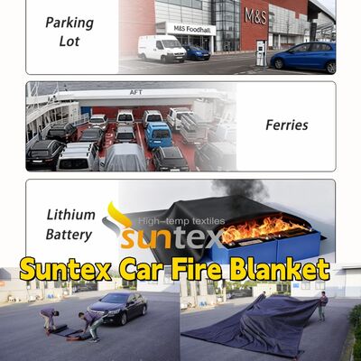 EV Car Fire Blanket with 550℃/1000℃ Thermal Resistance for Oxygen Deprivation and Gray Color Protection