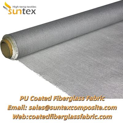 Heat Resistant Fireproof PU Coated Fiberglass Fabric with 550℃ Temperature Resistance and Silver Grey Color