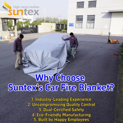100% Fiberglass EV Car Fire Blanket with 550℃/1000℃ Thermal Resistance and Oxygen Deprivation for Lithium-Ion Battery Safety