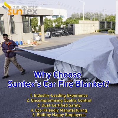 100% Fiberglass EV Car Fire Blanket with 550℃/1000℃ Thermal Resistance and Oxygen Deprivation for Lithium-Ion Battery Safety