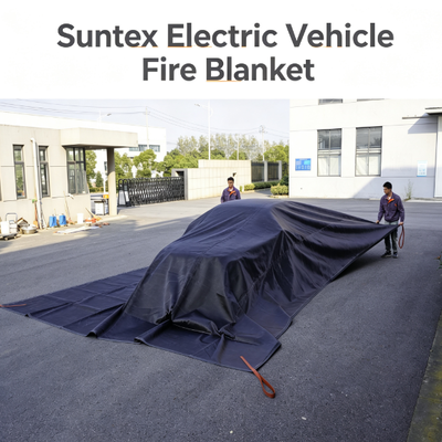 EV Car Fire Blanket Gray 550℃ Thermal Resistance  Grey Electric Vehicle Fire Blanket, Heat Resistant Fiberglass