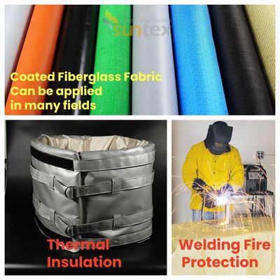 Tessuto di fibra di vetro rivestito, può essere applicato in molti campi Isolamento termico e protezione antincendio per saldature