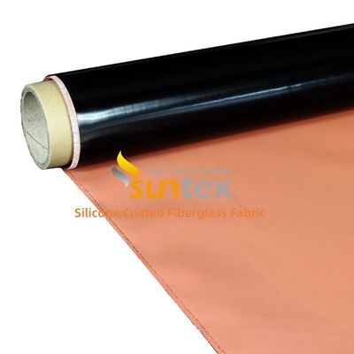 Heat Insulation Fireproof Waterproof Silicone Coated Fiberglass Fabric with Temperature Resistance -50°C to 500°C 400 g/sqm Weight and 0.3 mm Thickness