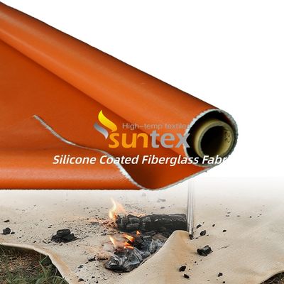 Tessuto in fibra di vetro rivestito in silicone ignifugo con lunghezza rotolo di 50 m / 100 m, durevole e resistente alla corrosione