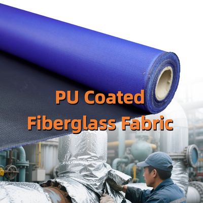 Heat Resistant PU Coated Fiberglass Fabric with 460 g/sqm Weight 0.41 mm Thickness and 1m to 1.55m Width Options