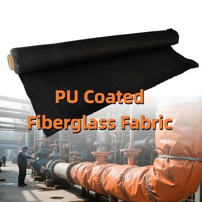Chemical Resistant PU Coated Fiberglass Fabric 460 g/sqm 0.41 mm Fireproof Heat Resistance
