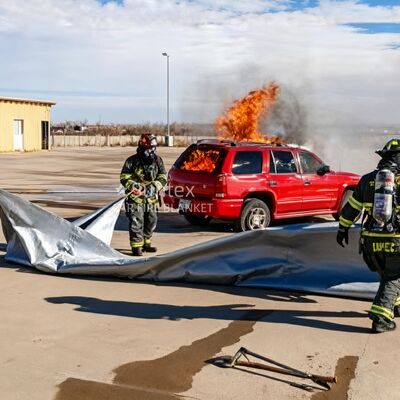Coperta antincendio riutilizzabile per auto elettriche con resistenza termica di 550℃/1000℃ e privazione di ossigeno per incendi di batterie agli ioni di litio
