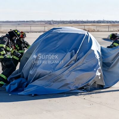 Coperta antincendio compatta per auto di emergenza con resistenza termica di 550℃/1000℃ e privazione di ossigeno per la soppressione degli incendi