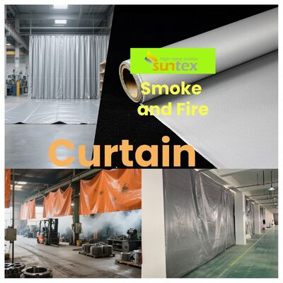 EN-13501 Certified Fire Curtain Fabric with 550°C Temperature Resistance and 0.6mm Thickness Silicone Coated Fiberglass Fabric