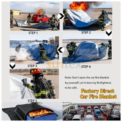 6x8M Large Size EV Car Fire Blanket con resistenza termica a 550°C/1000°C e privazione di ossigeno per la sicurezza antincendio