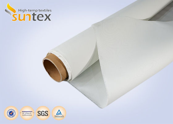 Materiale per tende in fibra di vetro di silicone bianco, barriera antincendio e antincendio