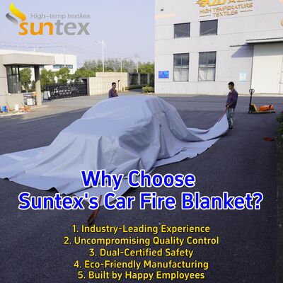 100% Fiberglass EV Car Fire Blanket with 550℃/1000℃ Thermal Resistance and Oxygen Deprivation for Lithium-Ion Battery Safety