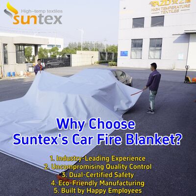 100% Fiberglass EV Car Fire Blanket with 550℃/1000℃ Thermal Resistance and Oxygen Deprivation for Lithium-Ion Battery Safety
