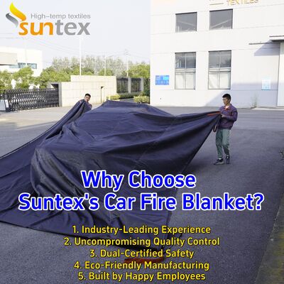 Coperta antincendio per auto per veicoli elettrici di dimensioni personalizzate con resistenza termica a 550 °C/1000 °C e privazione di ossigeno per la sicurezza delle batterie agli ioni di litio