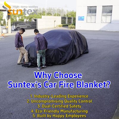 Coperta antincendio grigia per auto elettriche con resistenza termica di 550℃/1000℃ per la sicurezza antincendio tramite privazione di ossigeno