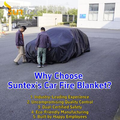 Suntex EV Car Fire Blanket with 550℃/1000℃ Thermal Resistance for Oxygen Deprivation and Portable Lithium-ion Battery Fire Control