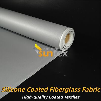 Tessuto in fibra di vetro rivestito di silicone ignifugo Tessuto a tenda di colore grigio a doppio lato per isolamento termico e sicurezza industriale