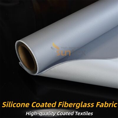 Durable Fire Retardant Silicone Coated Fiberglass Fabric Double Sided Grey Color Curtain Material for Thermal Insulation Applications