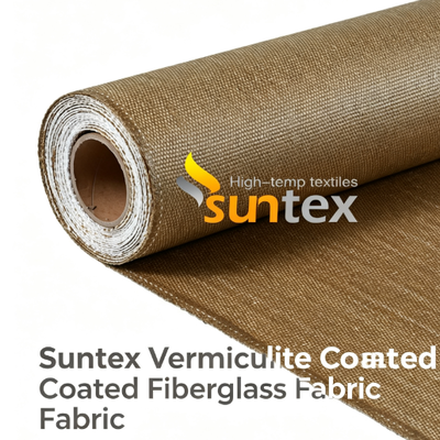 Tessuto di fibra di vetro rivestito di vermiculite. Resistenza alle alte temperature e all'abrasione.